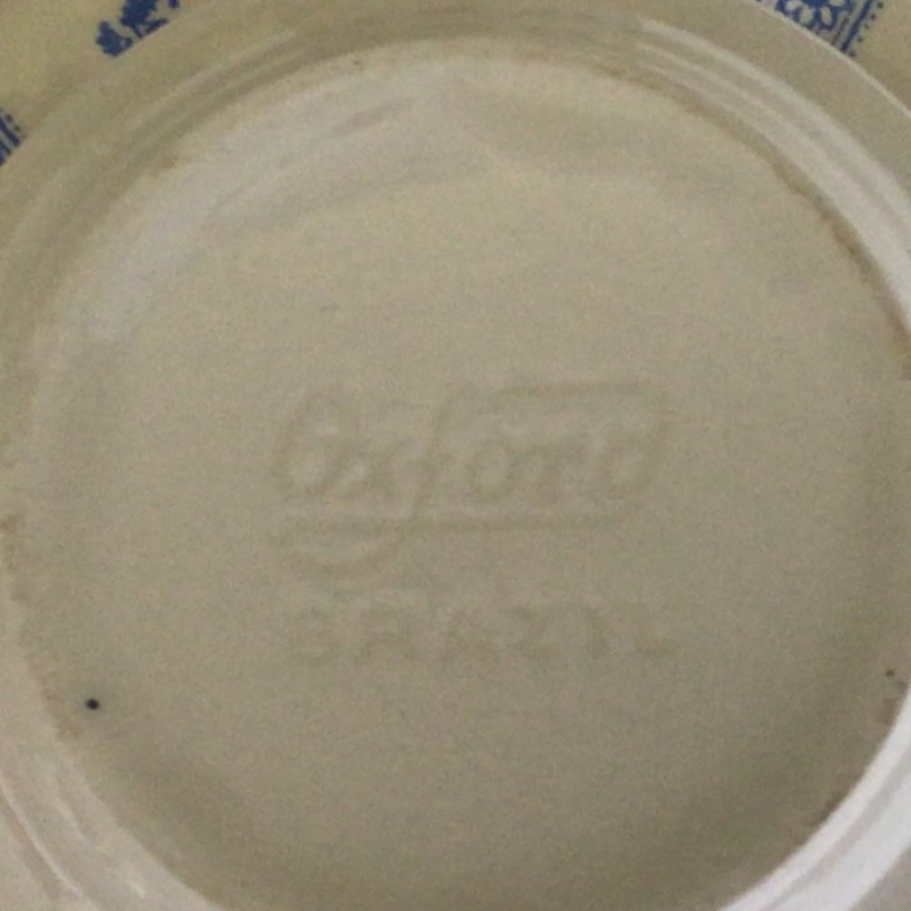 Set of Four Cream colored Mugs and Saucers with blue print design - Picture 8 of 8